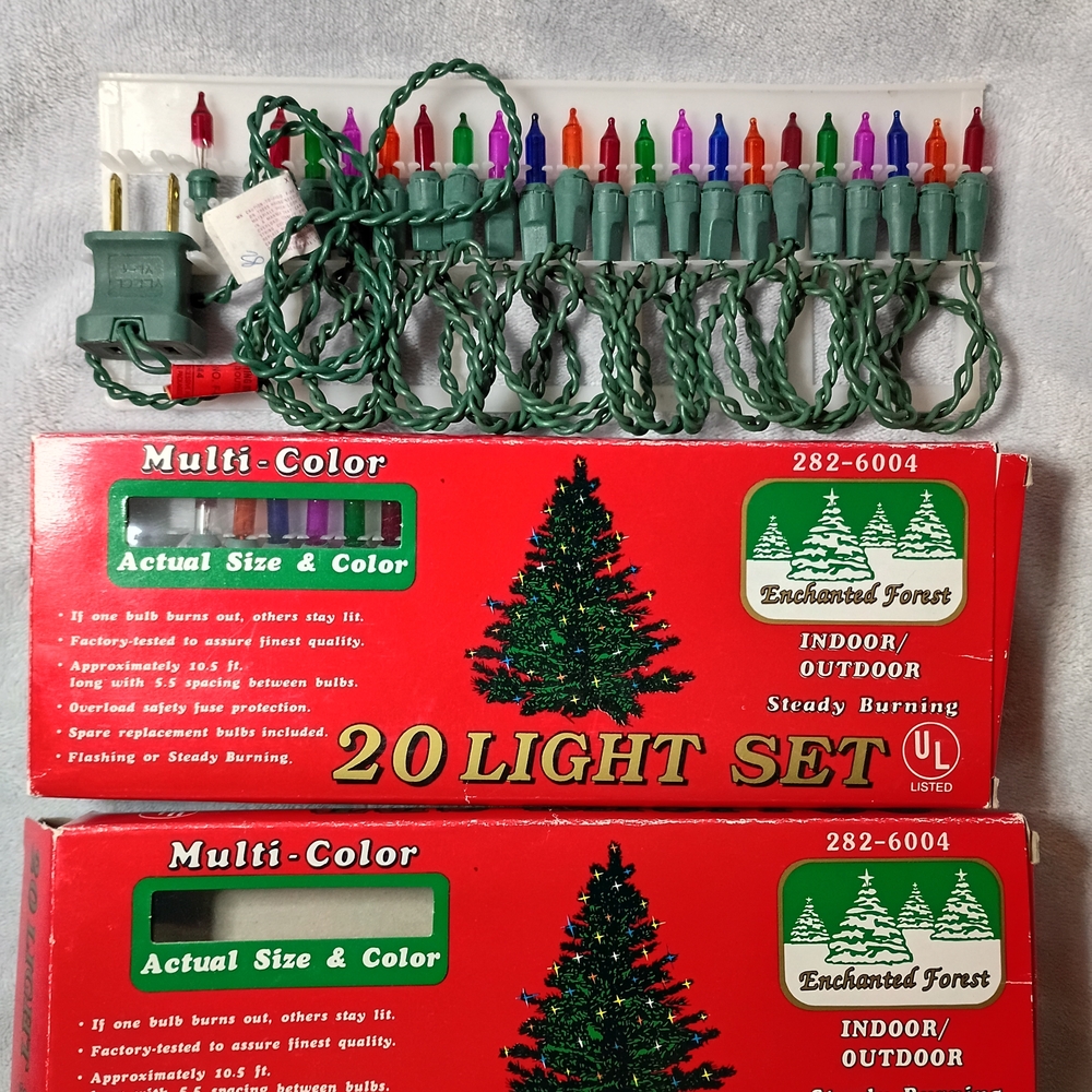 NIB Vintage Set Of 2 Christmas Enchanted Forest Lights Multicolor Indoor Outdoor